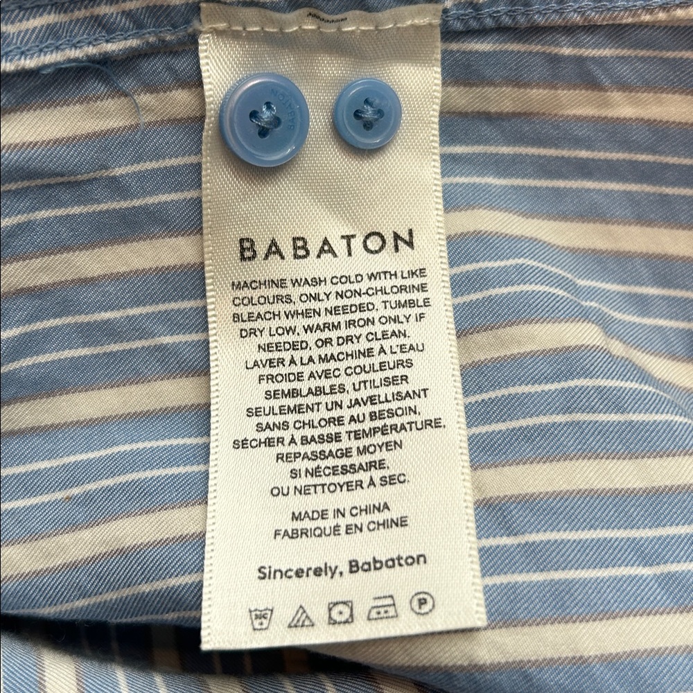 Babaton Aritzia archive button down shirt light blue white stripe size Xs - Picture 6 of 10